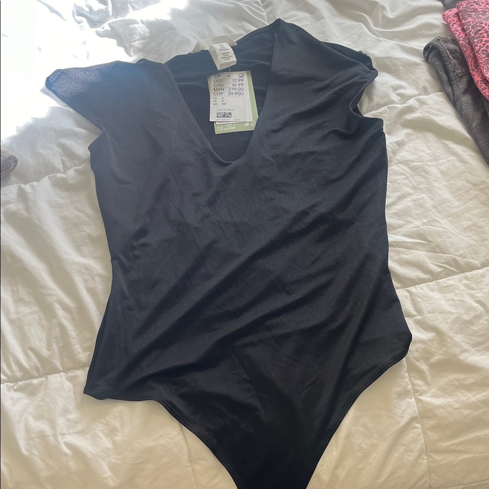 H&M Black V-Neck Bodysuit